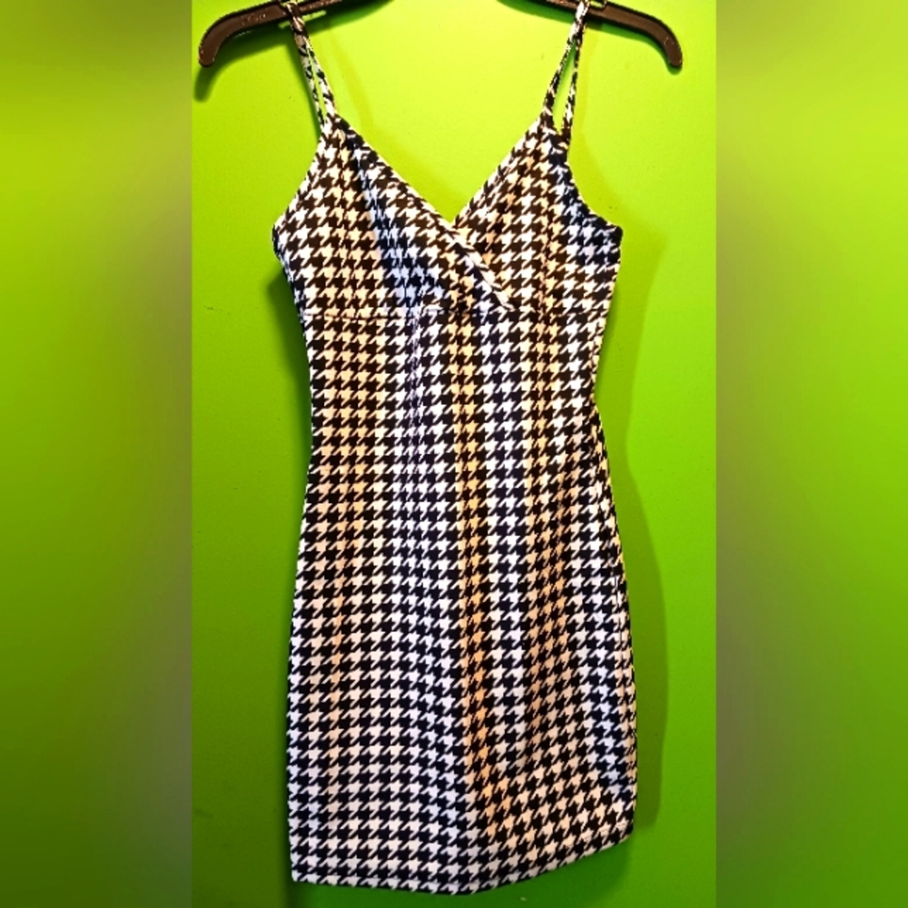 Houndstooth bodycon pinup dress Sz XS